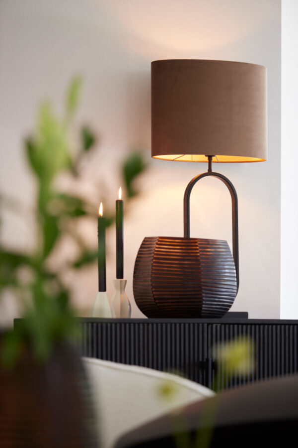 Stoffen lampenkap bruin cilindervormig Light & Living Velours - H 28 cm - Image 4