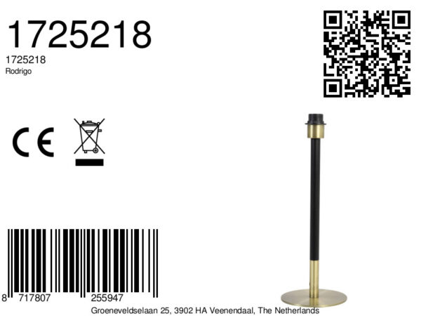 Zwart met gouden lampenvoet Light & Living Rodrigo - H 37,5 cm - Image 5