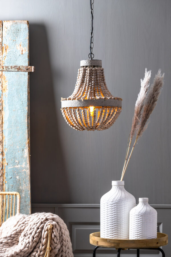 Naturel houten kralen hanglamp Light & Living Luna - Ø 35,5 cm - Image 5