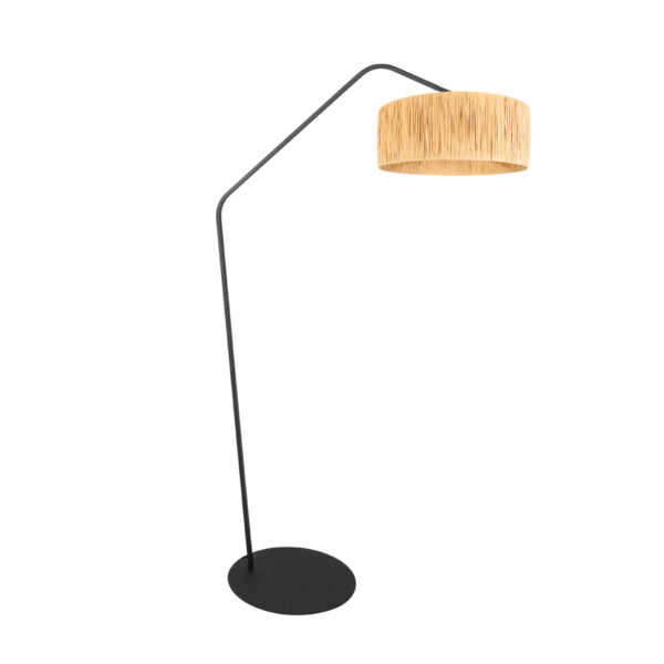 Geknikte booglamp zwart met zeegras kap Anne Lighting ZigZag