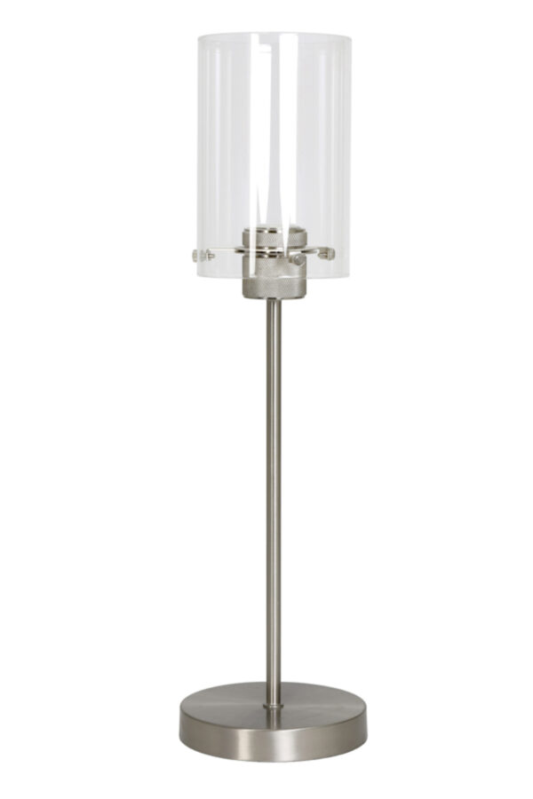 Staalkleurige tafellamp cilinder glas Light & Living Vancouver - H 56,5 cm - Image 2