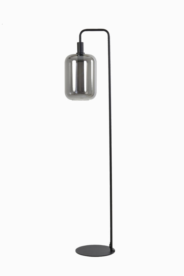 Zwarte rookglazen vloerlamp Light & Living Lekar - H 155 cm - Image 2