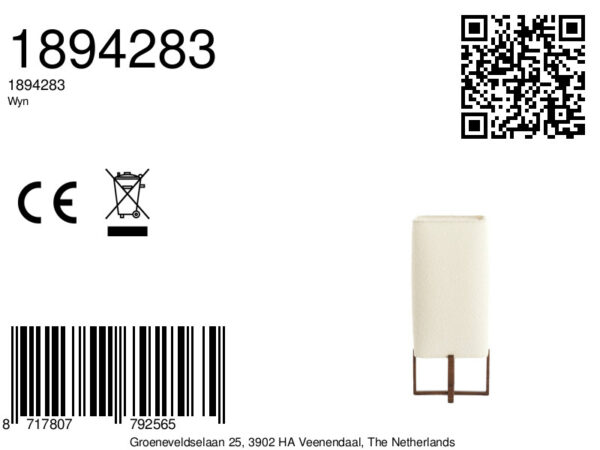 Sfeervolle tafellamp met crèmekleurige lampenkap Light & Living Wyn - H 50,5 cm - Image 6