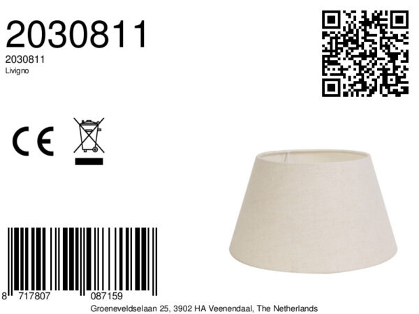 Stoffen lampenkap crème kleurig Light & Living Livigno - Ø 19 cm - Image 3