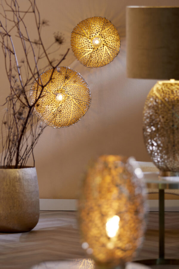 Geperforeerde gouden lampenkap Light & Living Sinula - H 22 cm - Image 4