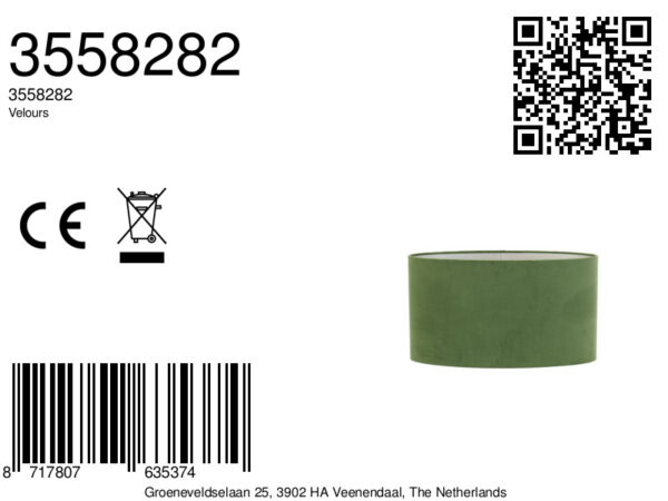 Groene cilindervormige lampenkap in kleur Light & Living Velours - H 32 cm - Image 8