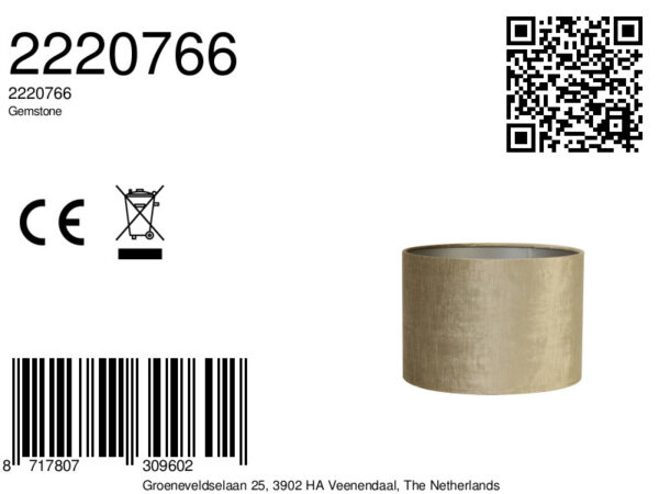 Gouden cilindervormige lampenkap in stijl Light & Living Gemstone - Ø 20 cm - Image 9
