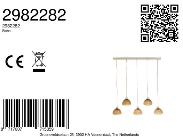 Goudkleurige metalen hanglamp met glas Light & Living Bisho - B 104 cm - Image 7
