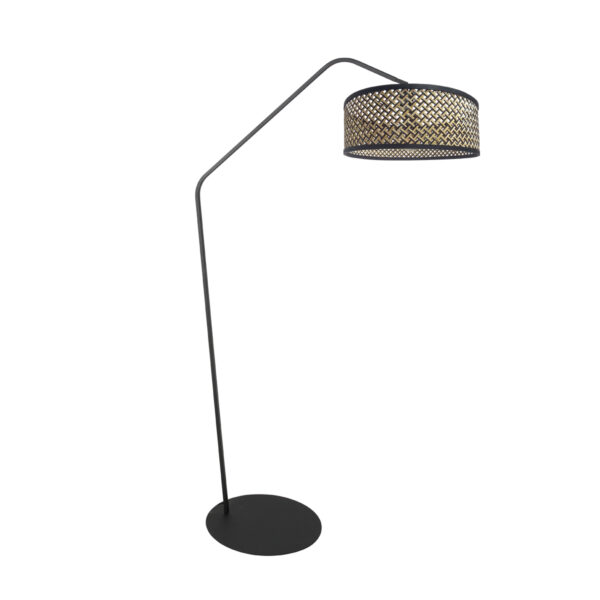 Zwarte vloerlamp met geweven bamboe kap Anne Lighting ZigZag