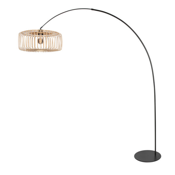 Trendy zwarte booglamp met naturel kap Anne Lighting Curve - Image 2
