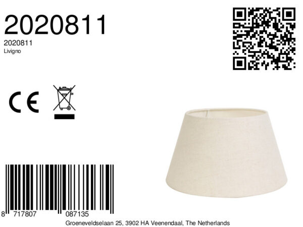 Stoffen lampenkap beige kleur Light & Living Livigno - Ø 15 cm - Image 3