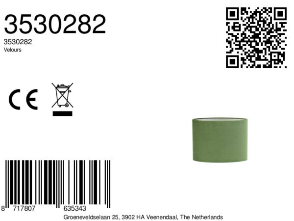 Groene cilindrische lampenkap stof Light & Living Velours - H 25 cm - Image 9