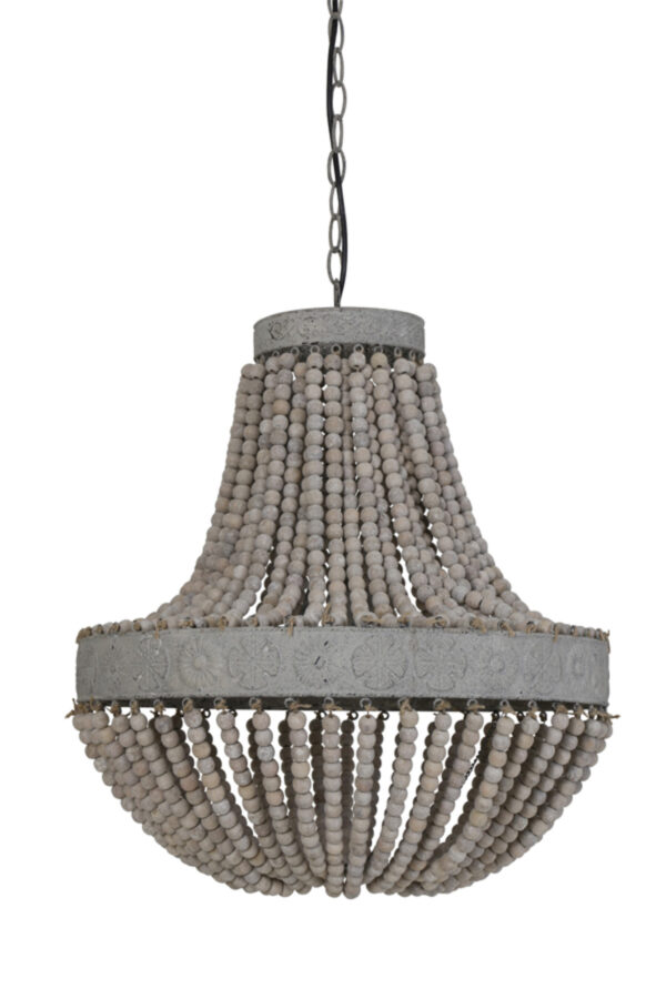 Houten kralen kroonluchter hanglamp Light & Living Luna - Ø 51 cm - Image 2