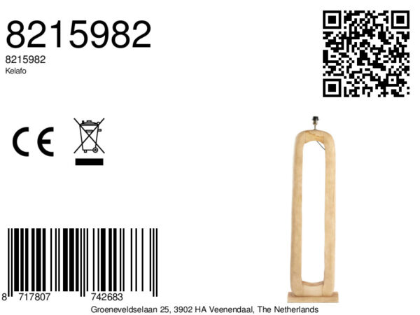 Ovale houten lampvoet in naturel kleur Light & Living Kelafo - H 125 cm - Image 8