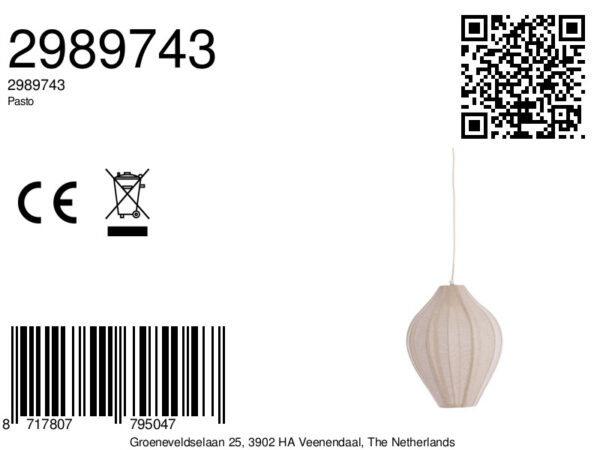 Ovale hanglamp met beige stoffen kap Light & Living Pasto - Ø 31 cm - Image 6