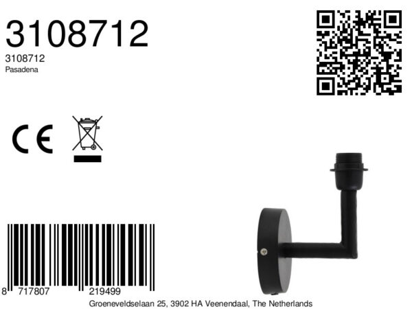 Lampenvoet zwart voor aan de muur Light & Living Pasadena - wandlamp - H 14 cm - Image 3