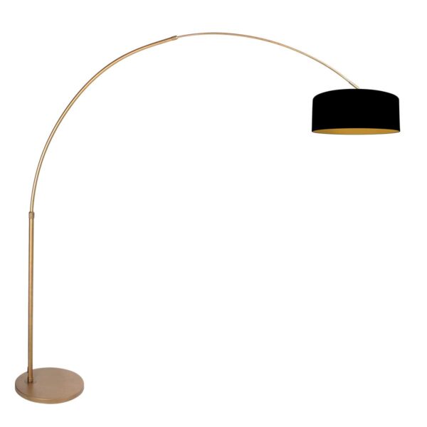 Bronze booglamp klassiek met zwarte kap Steinhauer Sparkled Light