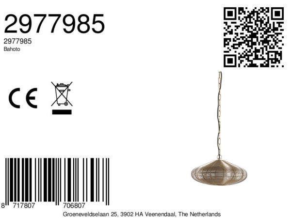 Gouden hanglamp met draadstructuur Light & Living Bahoto - Ø 40 cm - Image 8