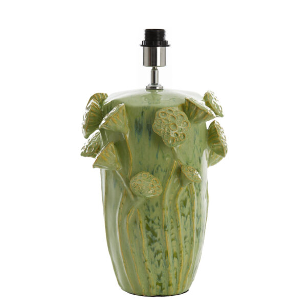Groene keramische lampenvoet bloemen Light & Living Lavci - H 36,5 cm