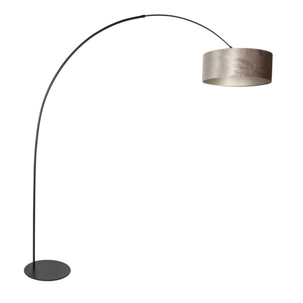Simpele zwarte booglamp zilveren kap Anne Lighting Curve