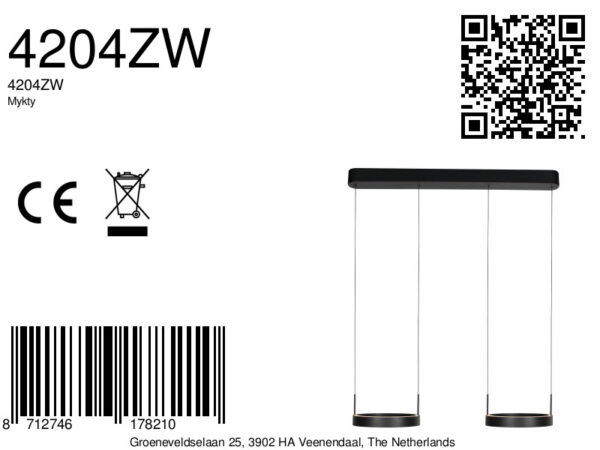 Zwarte design dubbele ring- eettafellamp Steinhauer Mykty - Image 9
