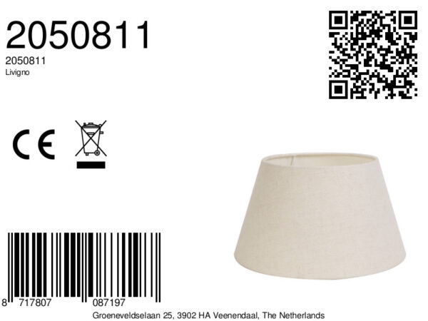 Crèmekleurige stoffen lampenkap Light & Living Livigno - Ø 40 cm - Image 3