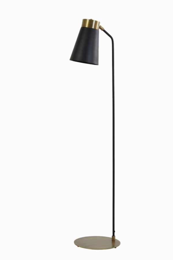 Zwarte vloerlamp met kegelkap vintage Light & Living Braja - H 143 cm - Image 3