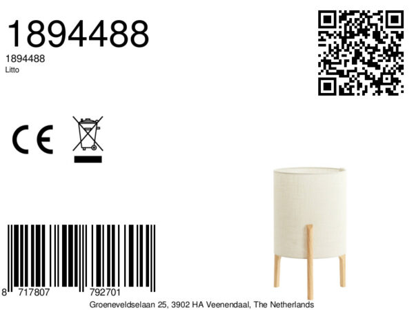 Houten tafellampje met stoffen lampenkap in beige Light & Living Litto - H 44 cm - Image 7