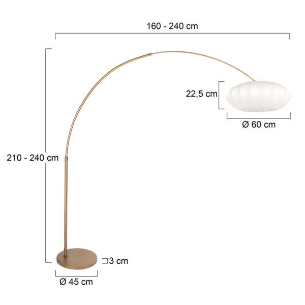 Bronze booglamp met witte linnen kap Steinhauer Sparkled Light - Image 6