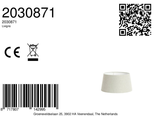 Stijlvolle stoffen lampenkap in beige Light & Living Livigno - Ø 25 cm - Image 7