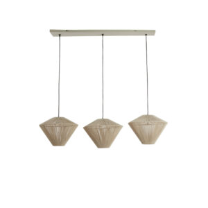 Driedelige hanglamp met beige draadkappen Light & Living Felida - B 120 cm