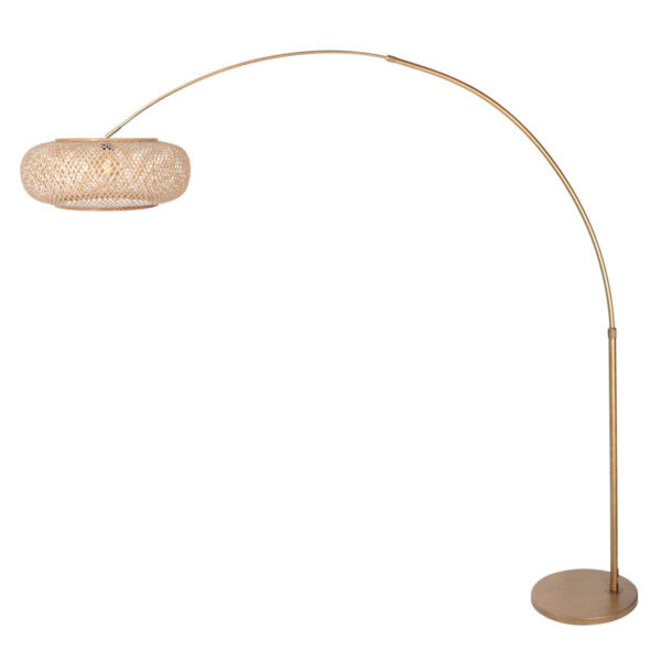 Klassieke bronskleurige booglamp bamboe kap Steinhauer Sparkled Light - Image 2