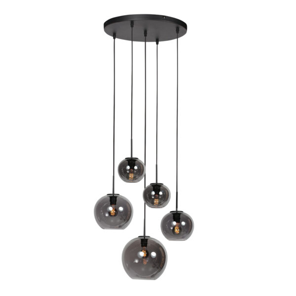 Zwarte hanglamp met bollen in smoke glas Mexlite HaloSwap - Image 6