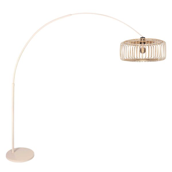 Cremekleurige trendy booglamp bamboe kap Steinhauer Sparkled Light