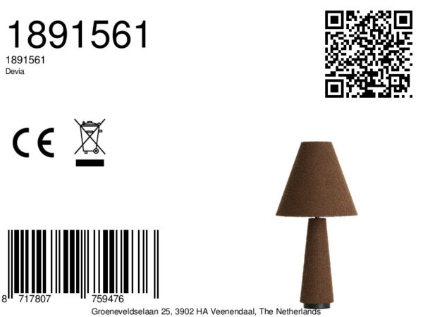 Bruine traditionele tafellamp van stof Light & Living Devia - H 61 cm - Image 8