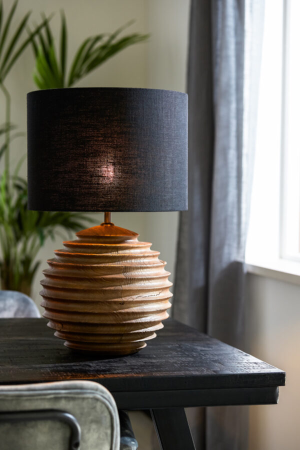 Houten lampvoet ribbelpatroon Light & Living Renzo - H 38 cm - Image 4