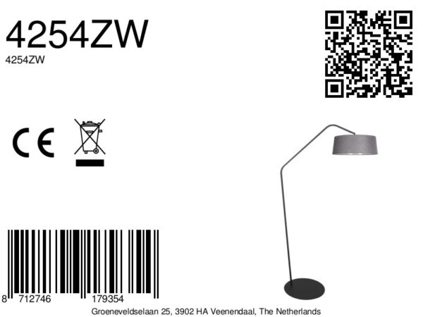 Zwarte booglamp met knik grijze kap Anne Lighting ZigZag - Image 14