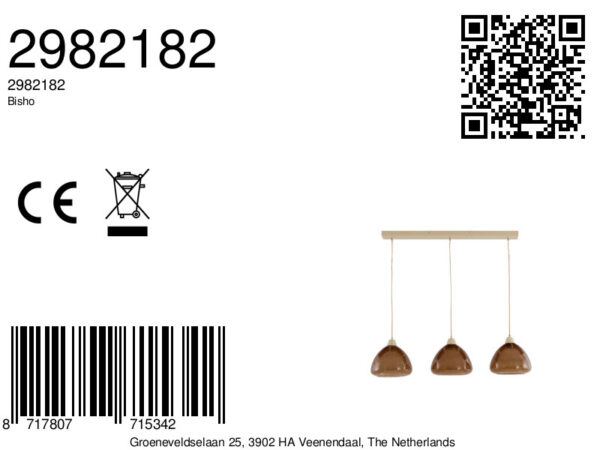 Bruine glazen hanglamp met uniek design Light & Living Bisho - B 94 cm - Image 7