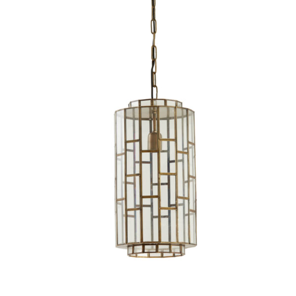 Glazen hanglamp met metalen frame Light & Living Sostrene - Ø 24 cm