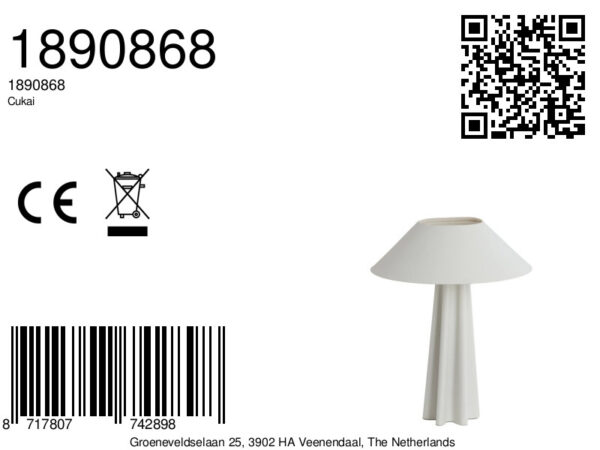 Off-white kegelvormige tafellamp Light & Living Cukai - H 49 cm - Image 5