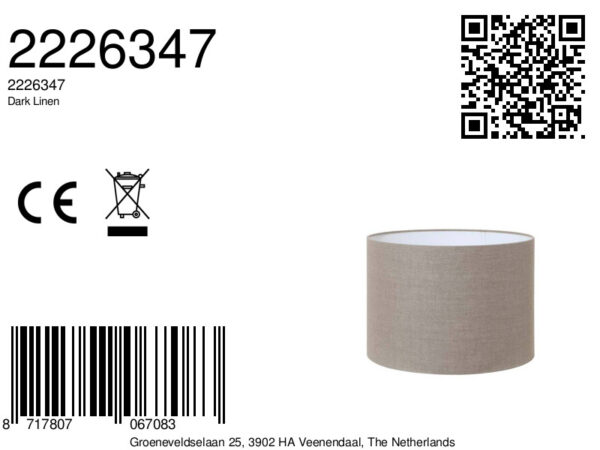 Cilindervormige taupe stoffen lampenkap Light & Living Dark Linen - Ø 25 cm - Image 3