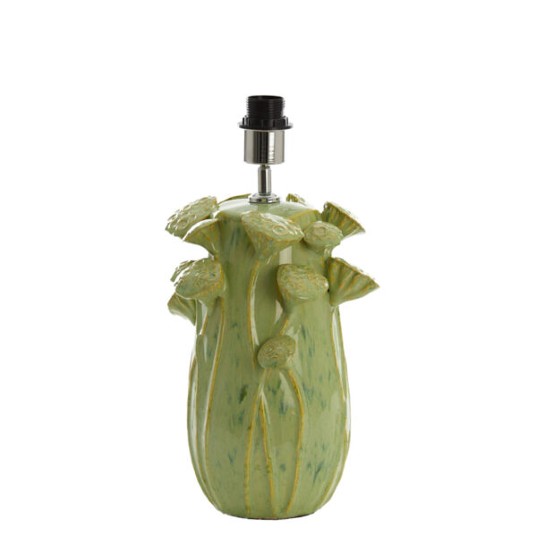 Keramische lampvoet groen bloemmotief Light & Living Lavci - H 32 cm