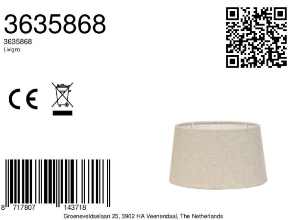 Cilindervormige beige lampenkap stof Light & Living Livigno - H 18 cm - Image 3