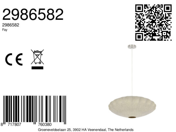 Hanglamp met witte stoffen kap Light & Living Fay - Ø 60 cm - Image 8