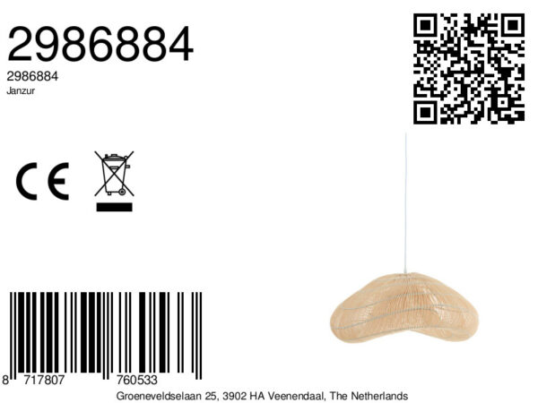 Rieten kap hanglamp naturel Light & Living Janzur - Ø 64 cm - Image 6