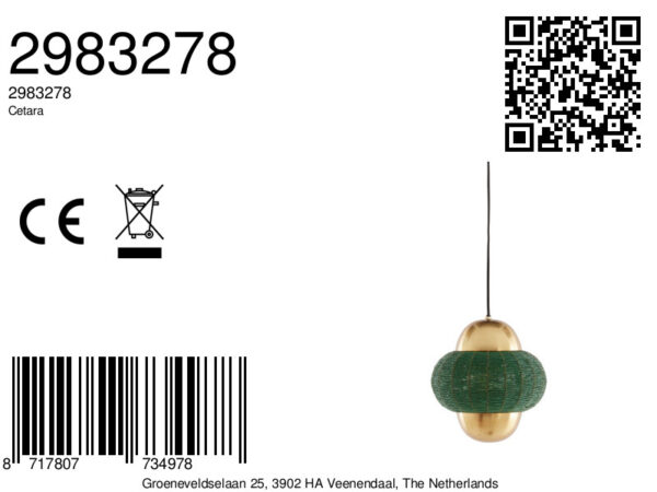 Groene stoffen hanglamp met goudaccent Light & Living Cetara - Ø 26 cm - Image 9