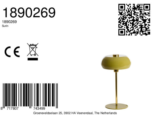 Gouden metalen tafellamp met kapje Light & Living Surin - H 47 cm - Image 8