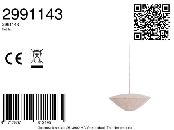 Geweven witte stoffen hanglamp Light & Living Satilla - Ø 50 cm - Image 6