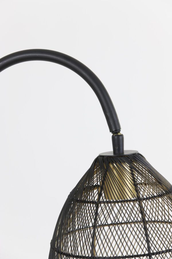 Zwart metalen staande lamp met draadkap Light & Living Meya - H 172 cm - Image 6