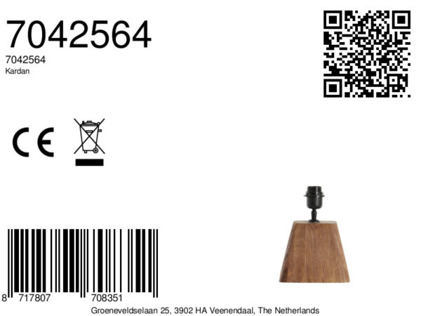 Houten lampvoet met fitting voor verlichting Light & Living Kardan - H 15 cm - Image 8